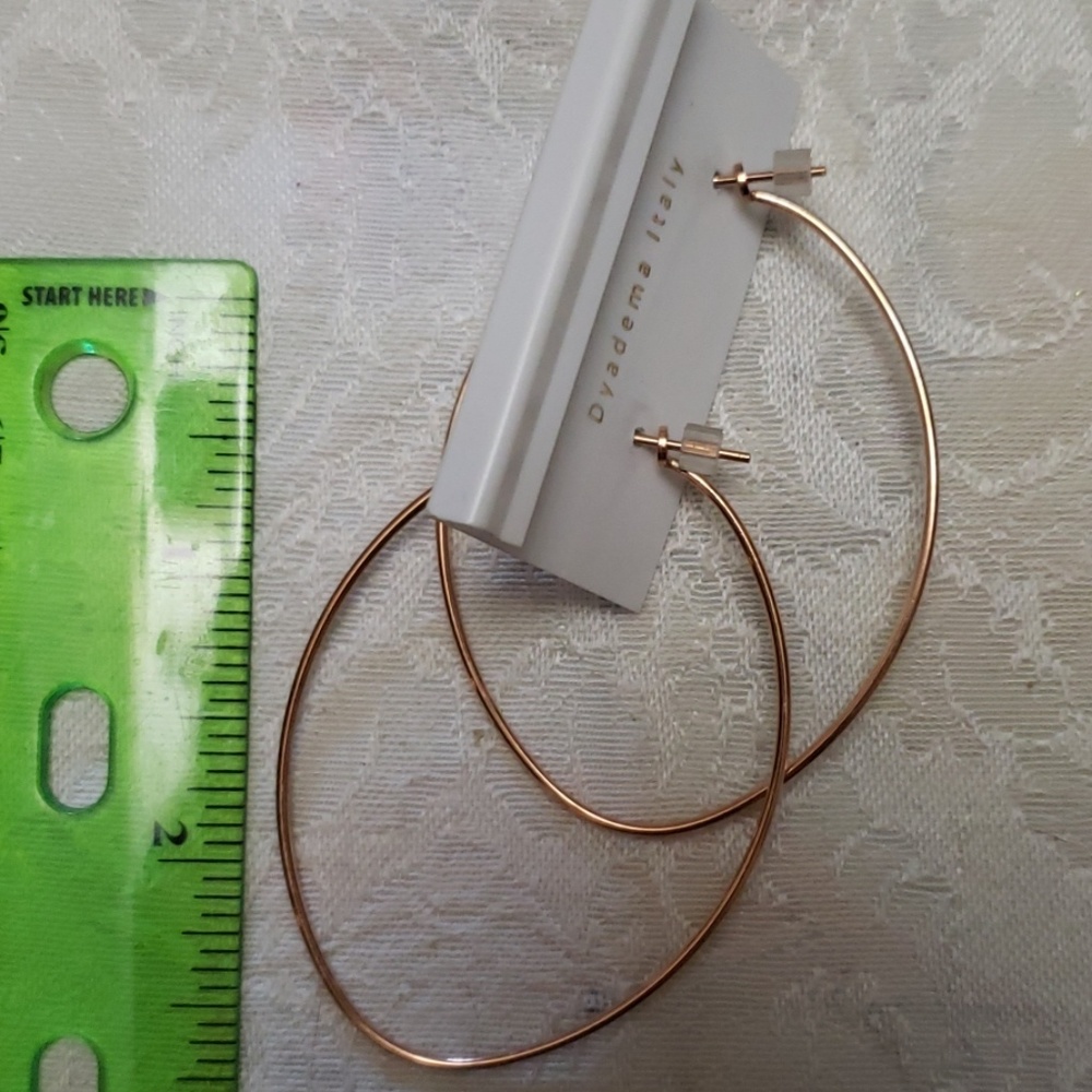 Mia Fiore Rose Gold plated Sterling Hoop Earrings - Picture 2 of 5